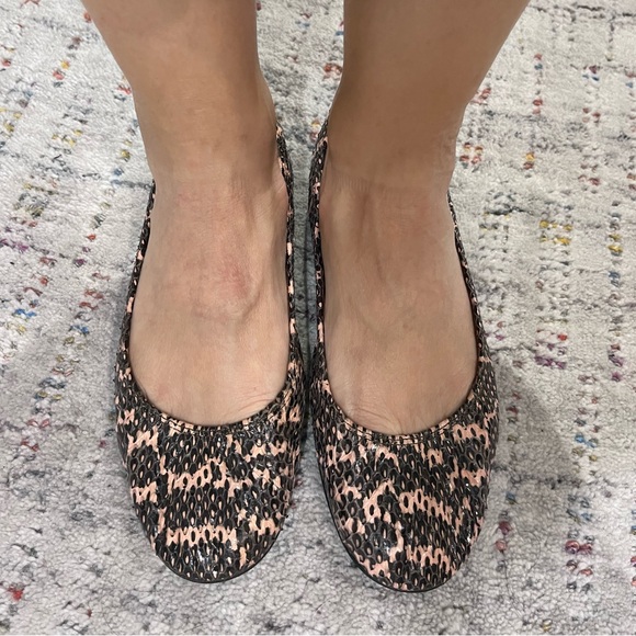 Lanvin snakeskin flats pink black elastic heel - Picture 1 of 6